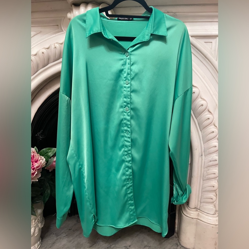 Button down dress bright green US 14
